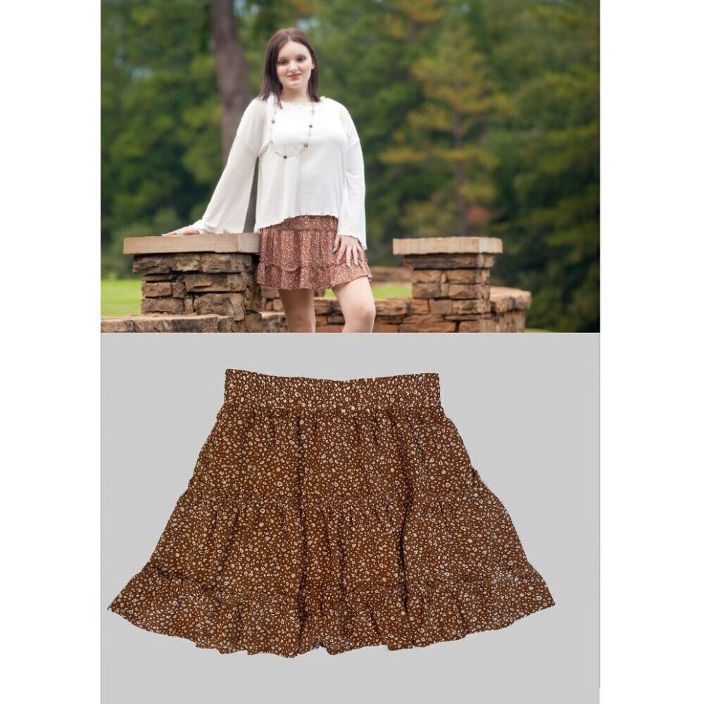 Womens Ryan Bunches Boho Ruffle Tiered Mini Skirt – Lizard Thicket Boutique S/M